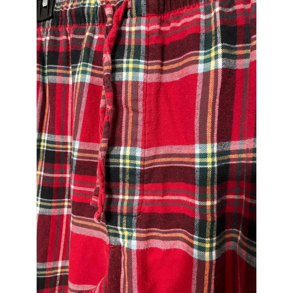 Lands' End XXL Mens Red Plaid Flannel Pajama Pants Elastic Waist Drawstring‎